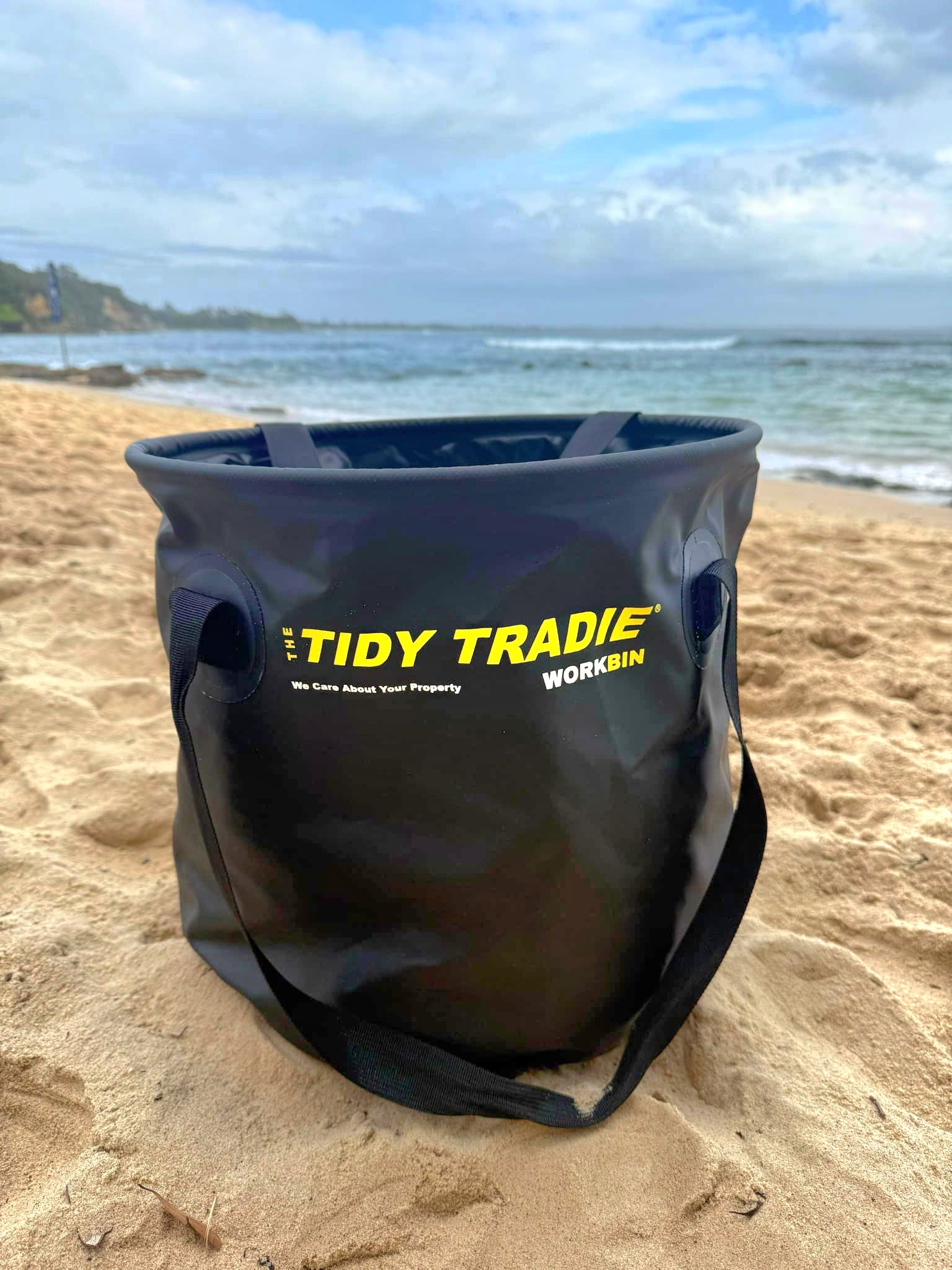 Large work bin on the beach.