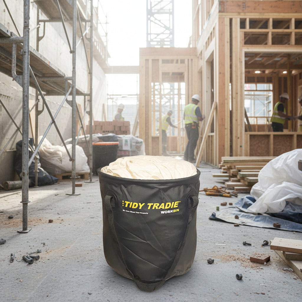 The TIDY TRADIE Work Bin, collapsible bucket.