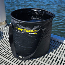 Load image into Gallery viewer, The TIDY TRADIE Work Bin is a waterproof collapsible bucket.
