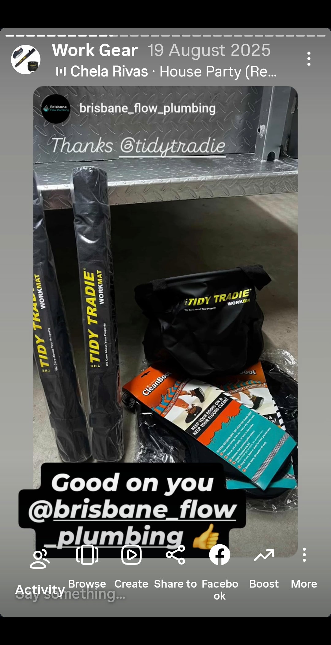 Tidy Tradie work gear on the job.