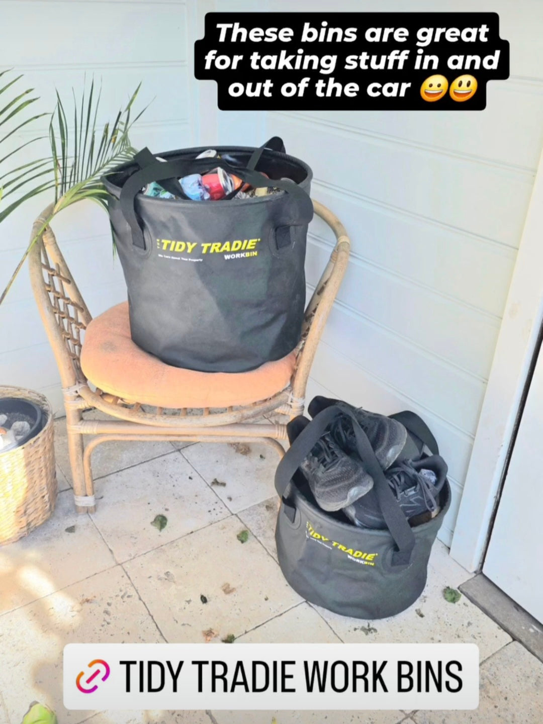 Tidy Tradie work bins, small and large.