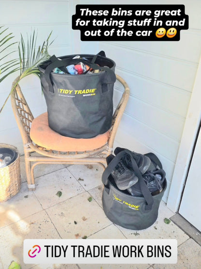 Tidy Tradie work bins, small and large.