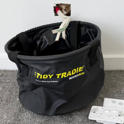 Small 25 liter Tidy Tradie work bin on the job.