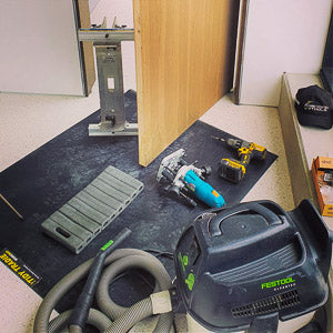 Large Tidy Tradie work mat used by a fix out carpenter to protect the floor.