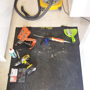 Large Tidy Tradie work mat used by a handyman to protect the floor.