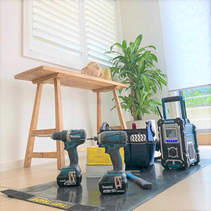 The Tidy Tradie work mat used for surface protection while installing shutters.